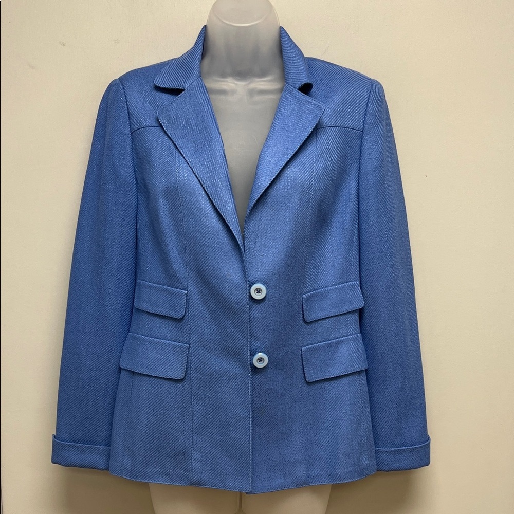 Carlisle Women’s Silk Blue Blazer Jacket – Size Small